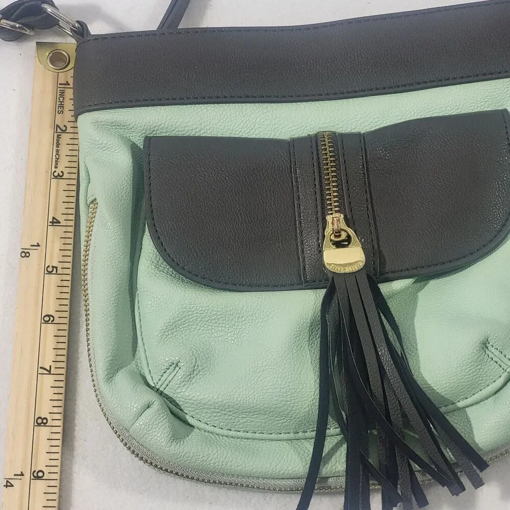 Steve Madden Cross Body Purse Handbag Mint Green Faux Leather Tassel - Picture 8 of 10